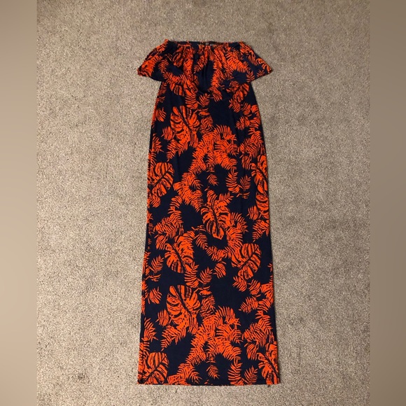 BOOHOO Tropical themed Palm Leaf Stretchy dress 8 Maxi party boho casual summer - Picture 1 of 12